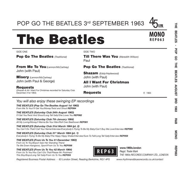 The Beatles - Pop Go The Beatles #14 - September 3rd 1963 - 7"