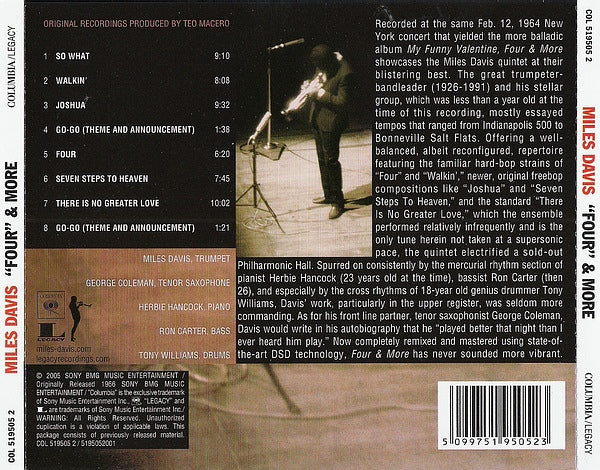 MILES DAVIS CD Four' & More - Recorded Live In Concert