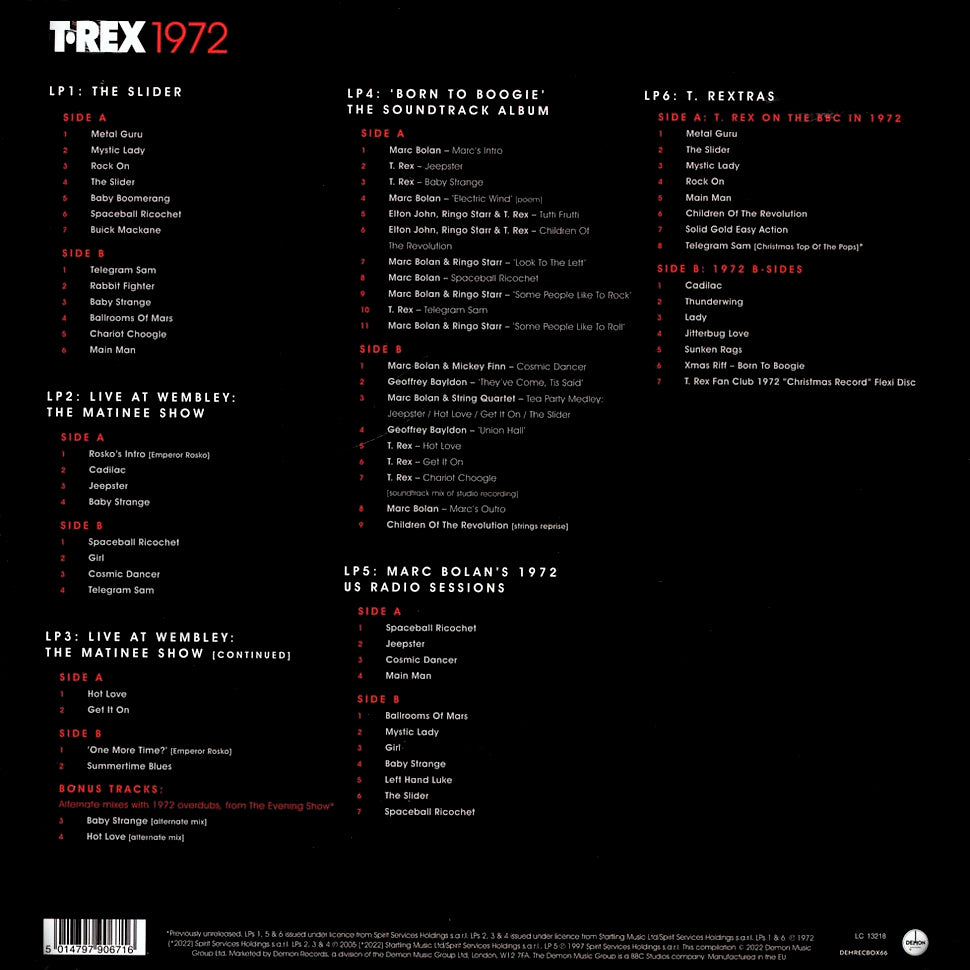 T. REX 6xLP BOX SET 1972 - 50th Anniversary Deluxe (Coloured Vinyls)