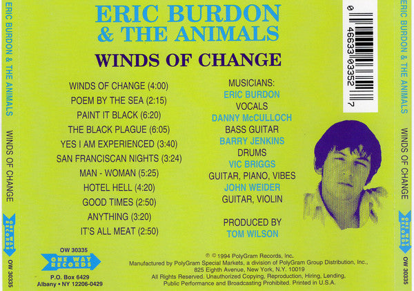 ERIC BURDON & THE ANIMALS CD Winds Of Change