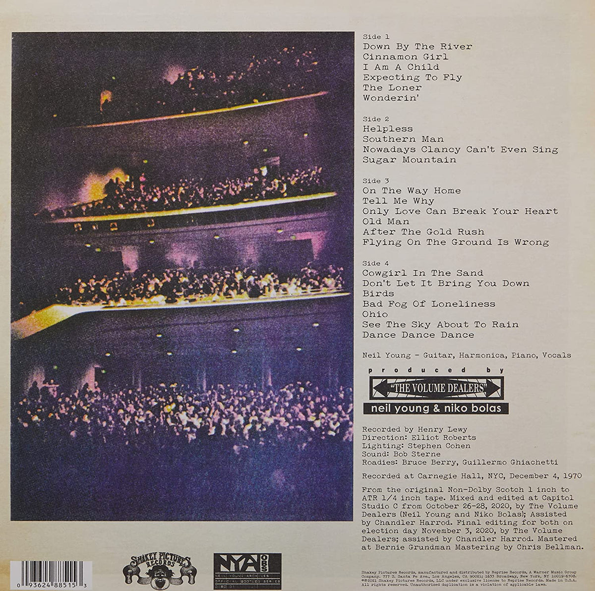 NEIL YOUNG 2xLP Carnegie Hall 1970