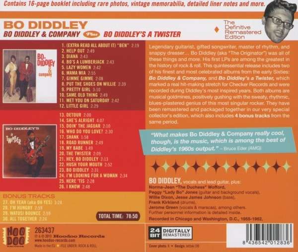 BO DIDDLEY CD Bo Diddley & Company Plus Bo Diddley's A Twister