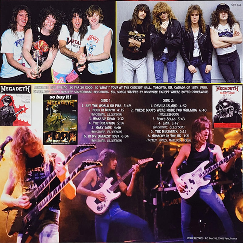 MEGADETH LP Live In Toronto 1988 'So Far, So Good... So What!' Tour