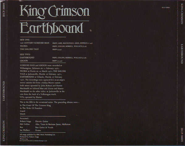 KING CRIMSON CD Earthbound
