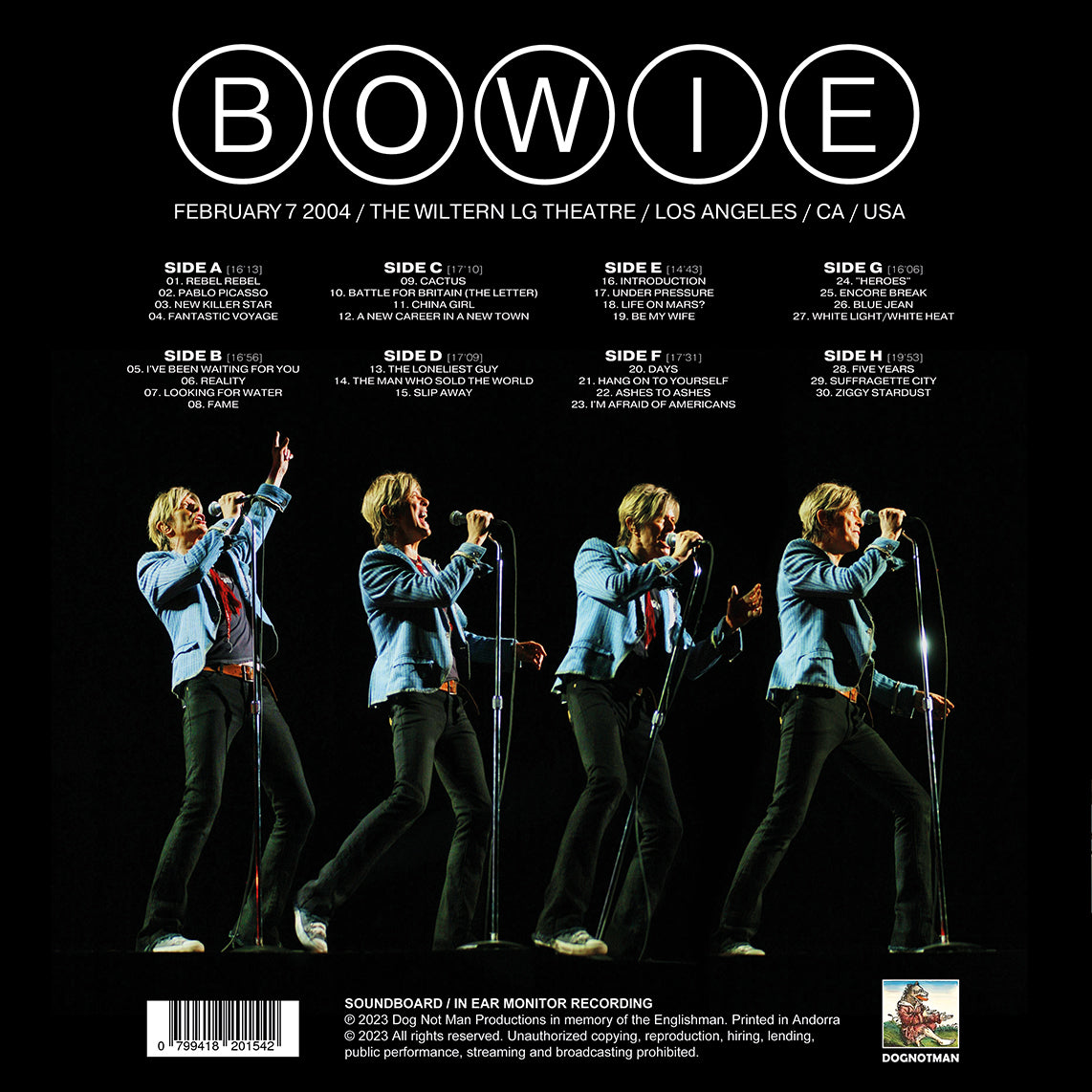 DAVID BOWIE 4xLP BOX SET The Wiltern LG Theatre Los Angeles 2004 (Colour Vinyls)