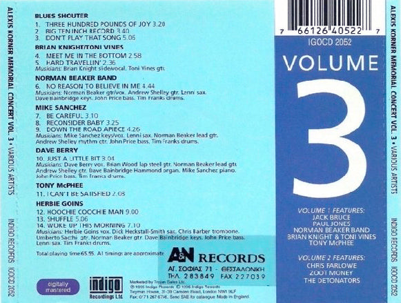 ALEXIS KORNER CD Memorial Concert Vol 3