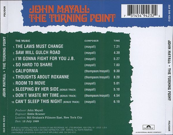 JOHN MAYALL CD The Turning Point (Expanded)