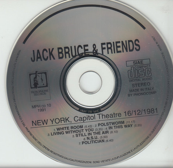 JACK BRUCE & FRIENDS CD New York 1981