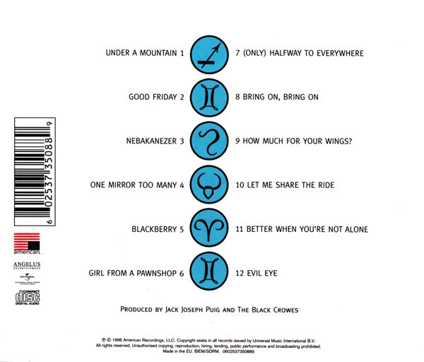 THE BLACK CROWES CD Three Snakes And One Charm
