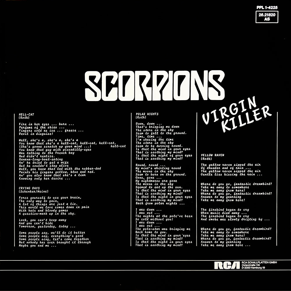 SCORPIONS LP Virgin Killer (180 Gram Vinyl with Insert) Uncensored Cover