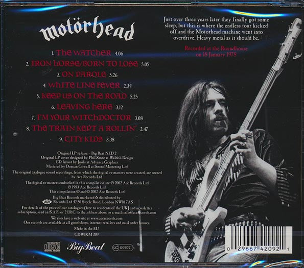 Motorhead - Recorded Live 1978 - CD
