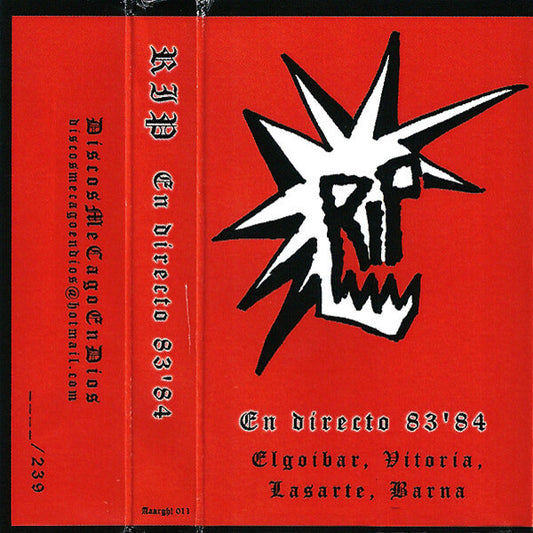 R.I.P. ‎– En Directo 83'84 (Elgoibar, Vitoria, Lasarte, Barna) - Cassette Negra - 2015 - Discos MeCagoEnDios ‎– Aaargh 011
