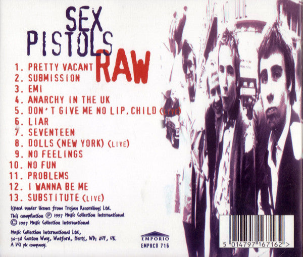 Sex Pistols – Raw - CD - Emporio – EMPRCD 716 - CD Como Nuevo (M-) / Portada Como Nueva (M-)