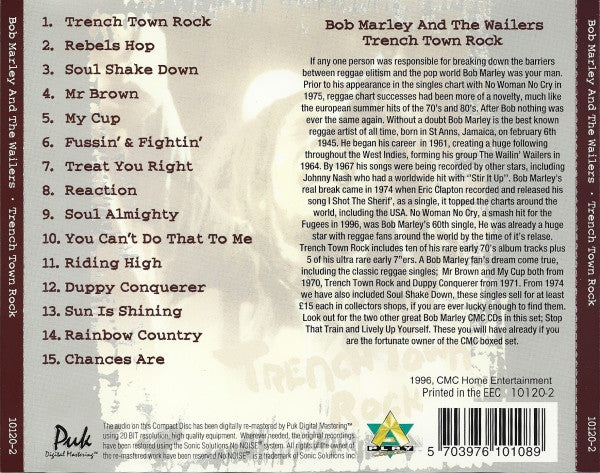 Bob Marley – Trench Town Rock - CD - Nuevo sin usar pero no precintado / New unplayed but not sealed.