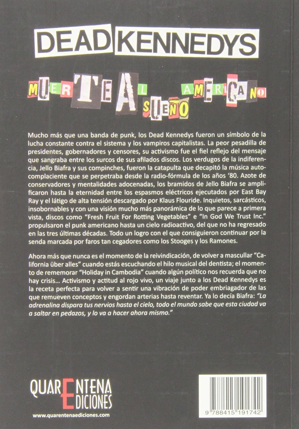 Dead Kennedys - Muerte Al Sueño Americano - Marcos Gendre - Libro / Book
