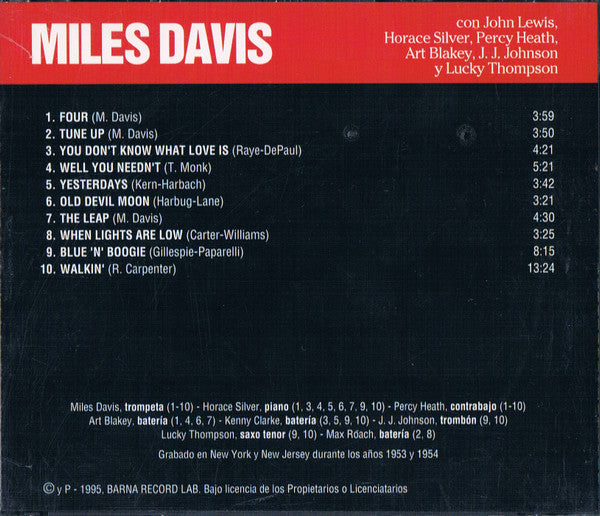 Miles Davis – Miles Davis - CD - 1995 - Barna Record Lab - Como Nuevo / Like New (M- / M-)