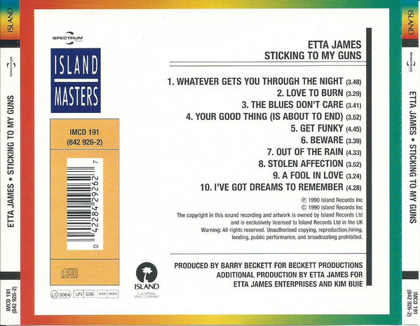 Etta James – Stickin' To My Guns - CD - NUEVO / PRECINTADO - NEW / SEALED.