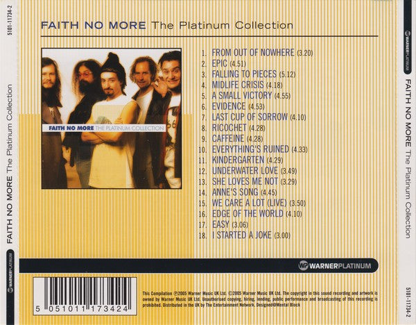 Faith No More – The Platinum Collection - CD - Nuevo sin usar pero no precintado / New unplayed but not sealed.