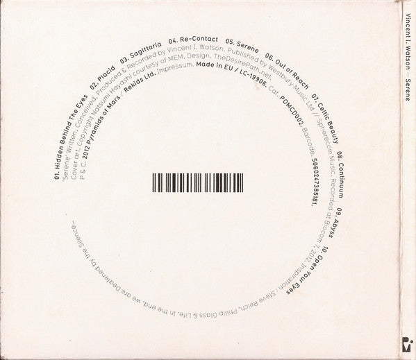 Vincent I. Watson – Serene - CD - Digipak - NUEVO - PRECINTADO / NEW – SEALED.