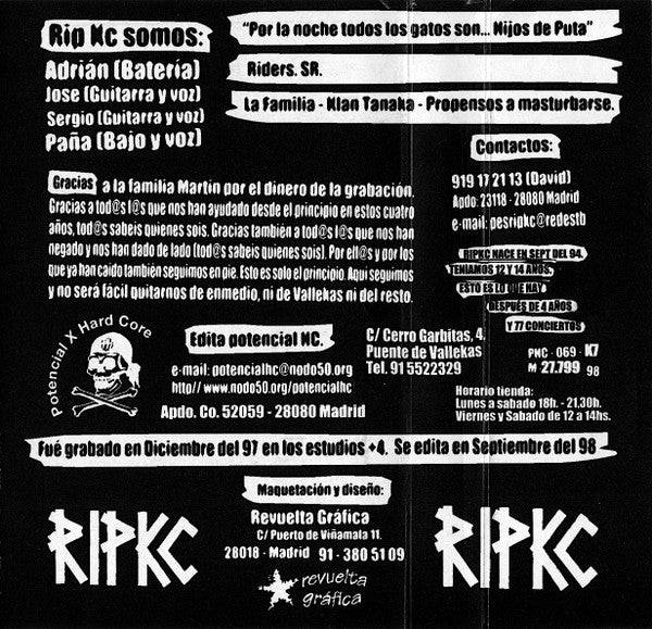 Rip Kc – Rip Kc - Cassette - 1998 - Potencial Hardcore – PHC 069 K7