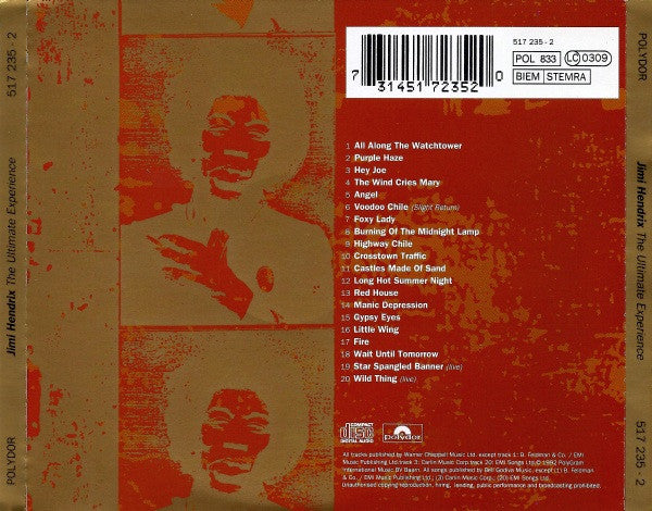 Jimi Hendrix – The Ultimate Experience - CD - CD Muy Buen Estado / Portada Como Nueva (VG+/M-)