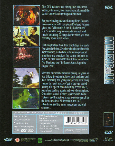 Millencolin – Millencolin ...And The Hi-8 Adventures - DVD - 2003 - Burning Heart Records – BHR 1071 - Como Nuevo / Like New (M- / M-)