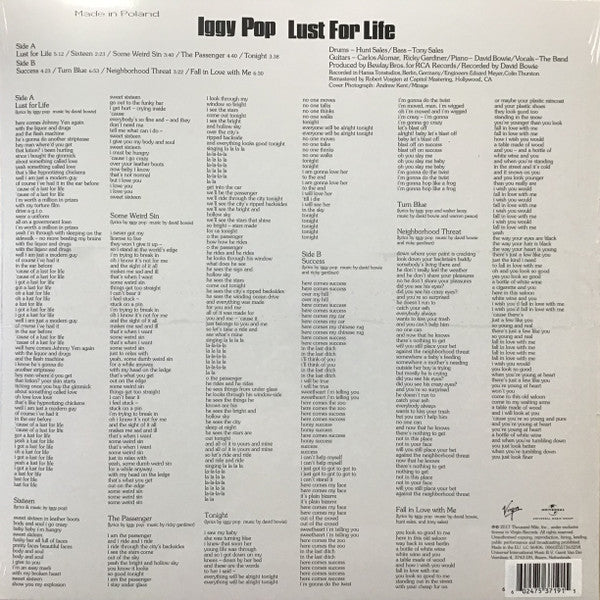 Iggy Pop - Lust For Life (LP, Album, RE, RM, Blue)