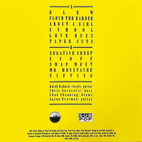 NIRVANA LP Bleach (Yellow Coloured Vinyl) Australian Yellow Lettering