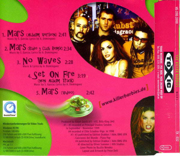 The Killer Barbies – Mars - CD, Maxi-Single, Enhanced - 2000 - Toxic Records – TX-032, Toxic Records – VG-200-2000