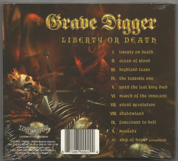 Grave Digger – Liberty Or Death - CD - Limited Edition Digipak - With Bonus Track - Includes Poster - 2007 - Locomotive Records – LM402 CD