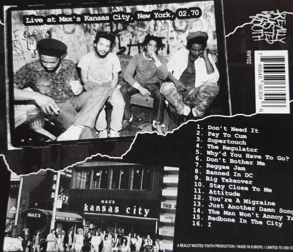 Bad Brains – Pay To Cum - Live NY 1979 @ Max's Kansas City - CD - 2020 - Really Wasted Youth – RWY02
