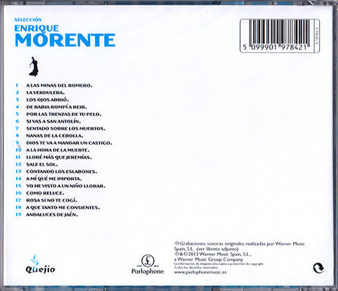 Enrique Morente – Selección - CD - 2013 - Parlophone – 0 19784 2 - Nuevo sin usar pero no precintado / New and unplayed but not sealed.