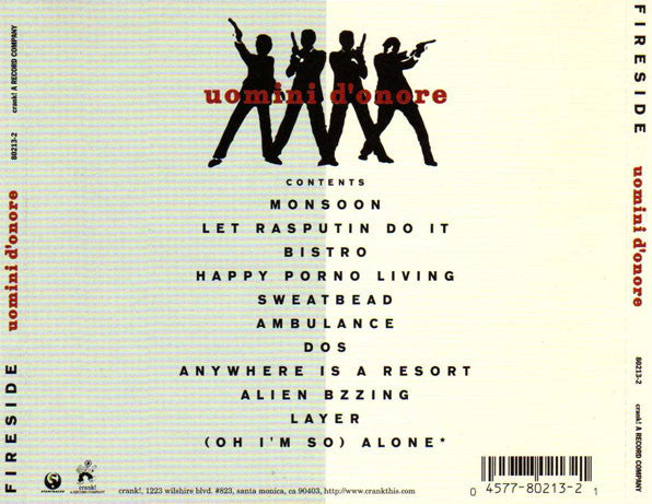 Fireside – Uomini D'onore - CD - 1998 - Crank! – 80213-2, Startracks – 80213-2 - Punch Hole At Barcode - Agujero en el Código de Barras - CD Muy Buen Estado (VG+) / Portada Muy Buen Estado (VG+)