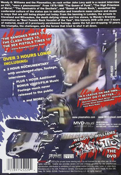 Wendy O. Williams And The Plasmatics – Ten Years Of Revolutionary Rock And Roll The DVD - DVD - 2006 - MVD Visual – DR-4522