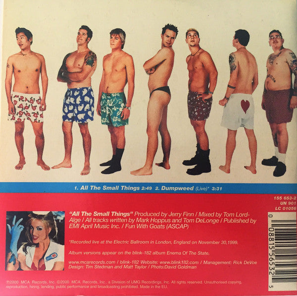 Blink-182 – All The Small Things - CD, Single, Cardboard Sleeve - 2000 - MCA Records – 155 653-2 - CD Como Nuevo (M-) / Portada Muy Buen Estado (VG+)
