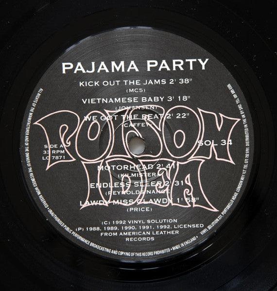 Poison Idea – Pajama Party - LP - 1992 - Vinyl Solution – SOL 034 - Muy Buen Estado / Very Good Condition (VG+ / M-)