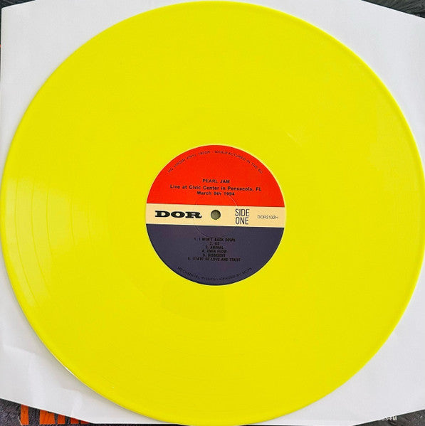 Pearl Jam – Live At Civic Center In Pensacola, FL March 9th 1994 - 2xLP - Yellow - 180 gr. - Gatefold Sleeve