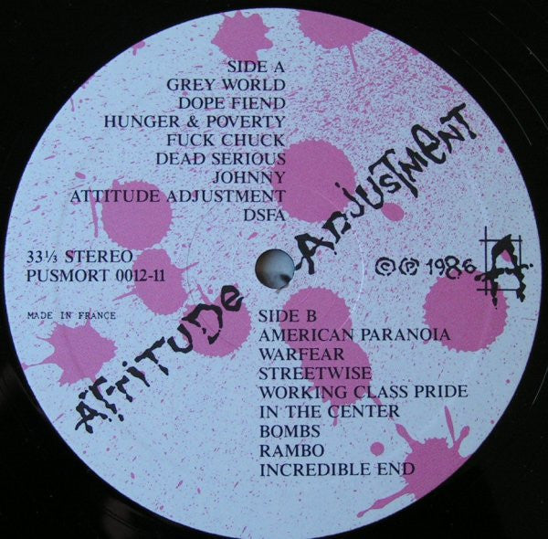 Attitude Adjustment – American Paranoia - LP - 1986 - Pusmort – PUSMORT 0012-11 - Muy Buen Estado / Very Good Condition (VG+ / VG+)