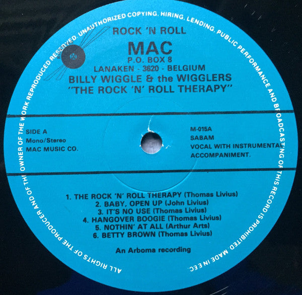 Billy Wiggle & The Wigglers – The Rock-N-Roll Therapy - LP - Mac Records – MAC-015 - Buen Estado / Good Condition (VG+ / VG)