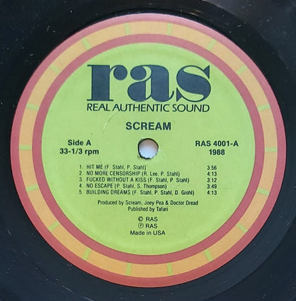 Scream – No More Censorship - LP - Original Inner Sleeve - 1988 - Real Authentic Sound ‎– RAS 4001 - Vinilo Muy Buen Estado (VG++) / Portada Muy Buen Estado (VG++)