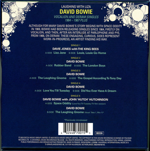 David Bowie - Laughing With Liza (The Vocalion And Deram Singles 1964-1967 Plus) - 5x7"