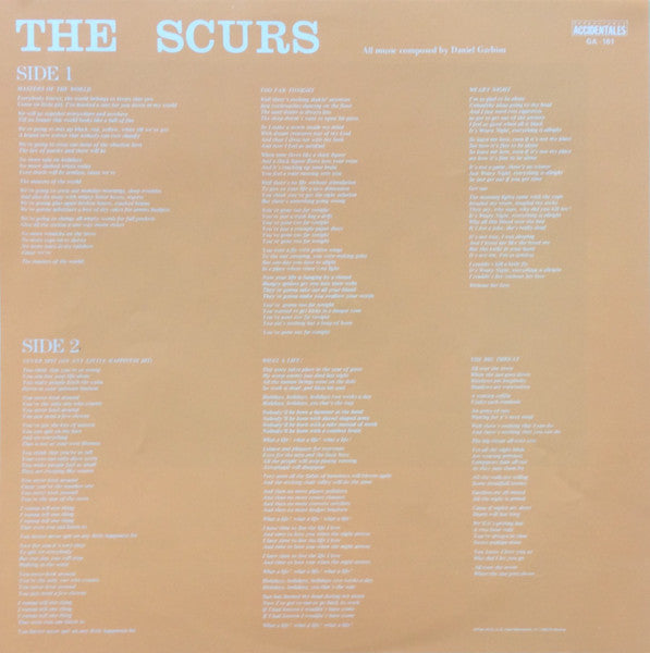 The Scurs – The Scurs - LP - Incluye Insert / With Insert - 1987 - Grabaciones Accidentales – GA-161 - Vinilo Muy Buen Estado / Portada Muy Buen Estado (VG++/VG++)