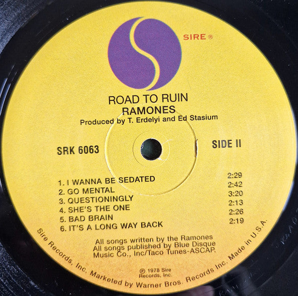 Ramones – Road To Ruin - LP - 180 gram - 2001 - Sire – SRK 6063 - Vinilo Como Nuevo / Portada Muy Buen Estado (M-/VG+)