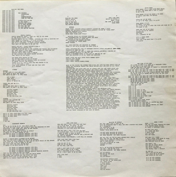 Scream – Banging The Drum - LP - With Insert - 1987 - Dischord Records ‎– Dischord 25 - Vinilo Muy Buen Estado (VG++) / Portada Muy Buen Estado (VG++)
