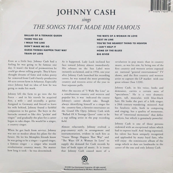 Johnny Cash - Sings The Songs That Made Him Famous - LP