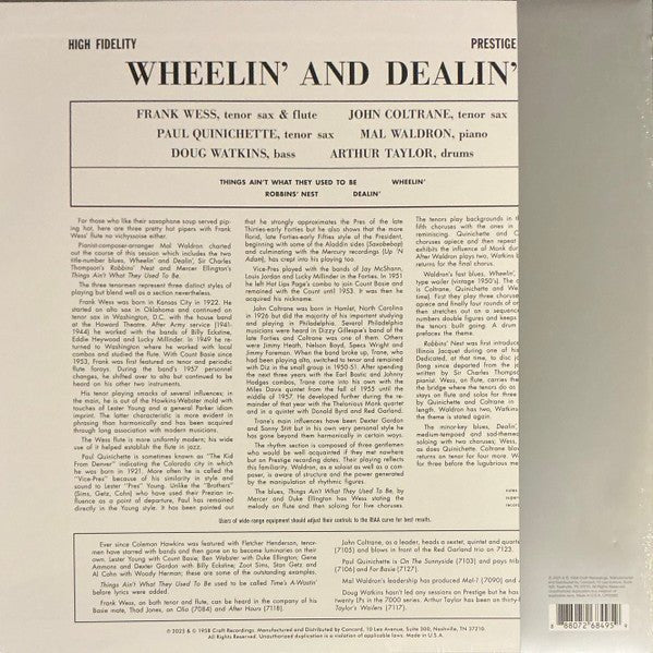 Frank Wess, John Coltrane, Paul Quinichette, Mal Waldron, Doug Watkins, Arthur Taylor - Wheelin' & Dealin' - LP