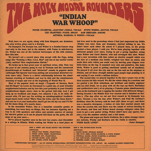 THE HOLY MODAL ROUNDERS CD Indian War Whoop