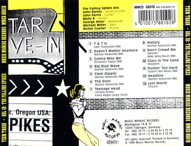 THE FALLING SPIKES CD Teen Trash Volume 10 (USA)