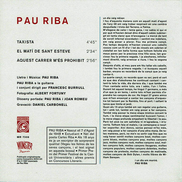 PAU RIBA 7" Taxista! Ep (Blue Translucent Coloured Vinyl)