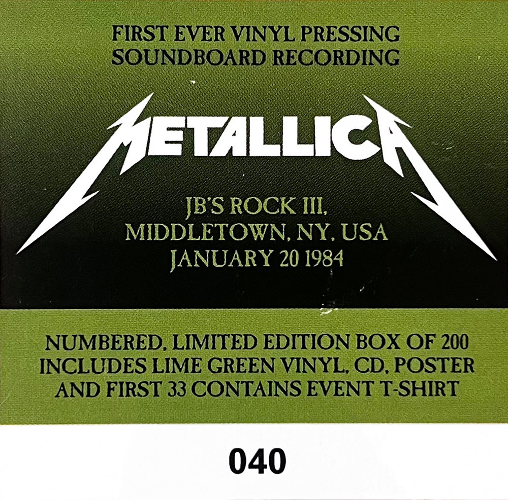 METALLICA LP+CD BOX SET JB'S Rock III '84 (Lime Green Vinyl) 200 Numbered Copies